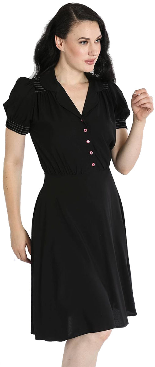 Hell_Bunny_CAMILLE_Vintage_V-NECK_Kurzarm_SMOK_A-Linie_50s_DRESS_Kleid-2