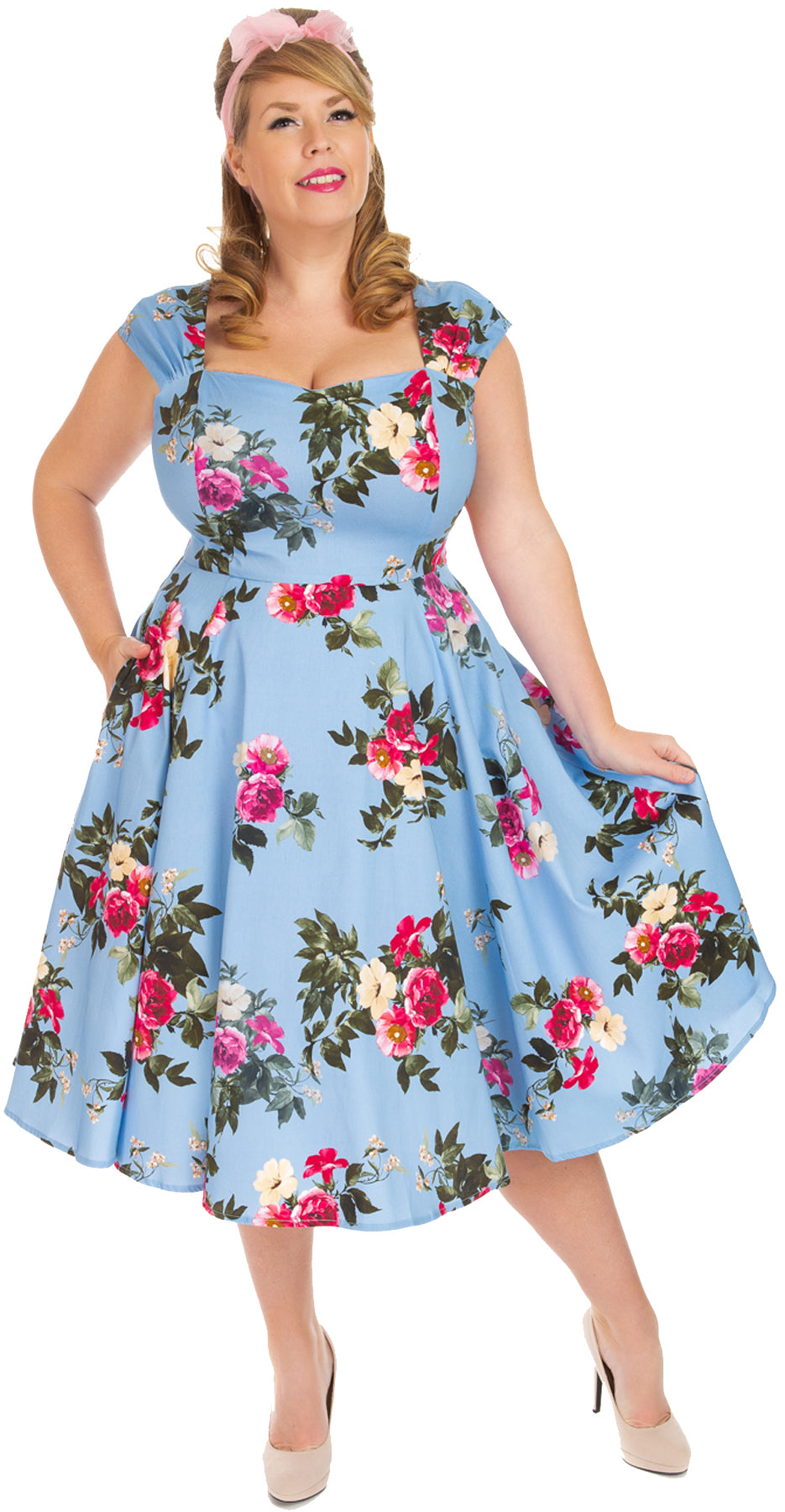 1Hearts_Roses_JOLENE_Blumen_FLORAL_Sweetheart_SWING_DRESS_Kleid_Plus_Size_killer_kirsche_1
