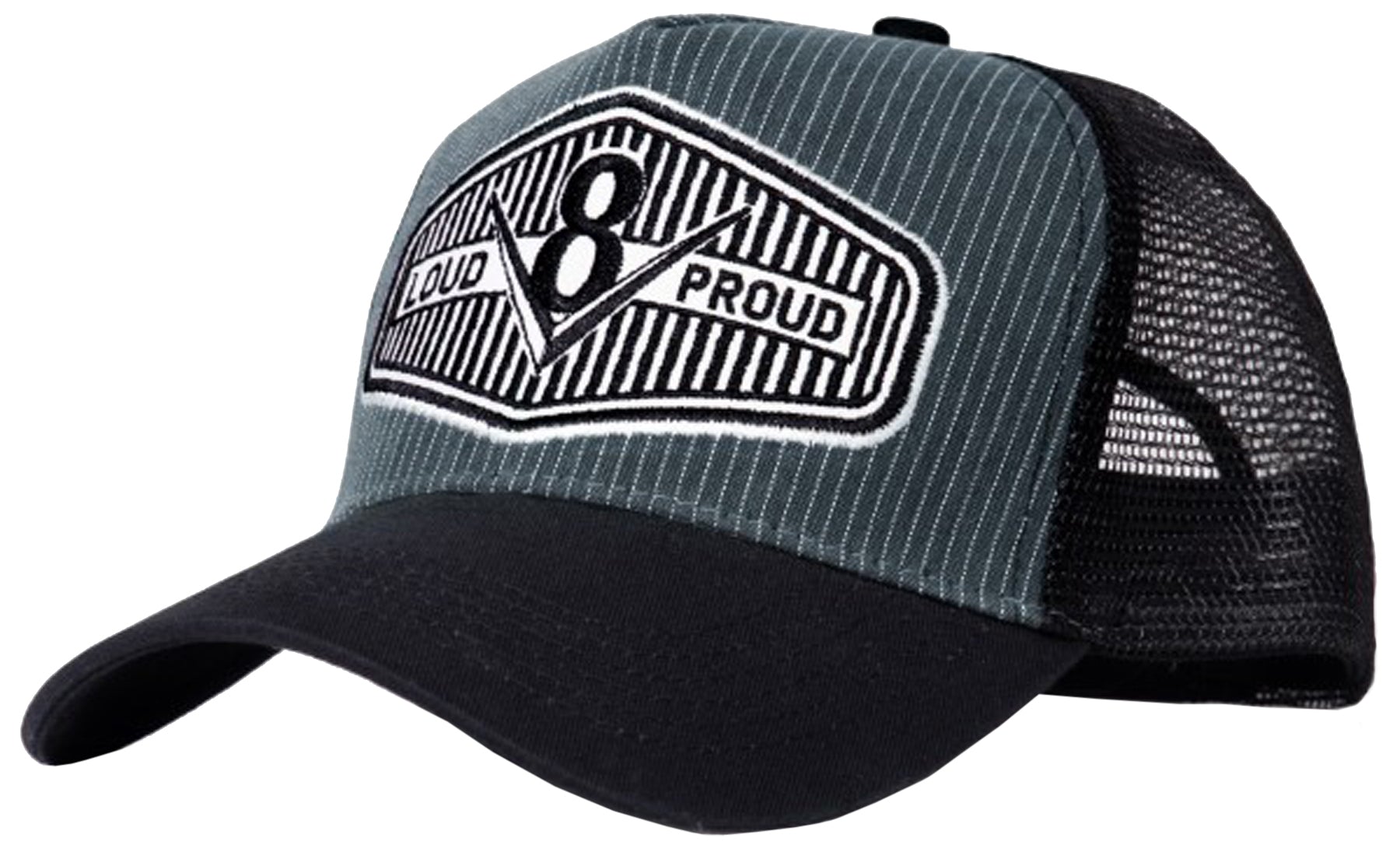 1_King_Kerosin_LOUD_and_PROUD_V8_Embroidery_STICKEREI_MESH_Pinstripe_TRUCKER_CAP_Killer_Kirsche-1