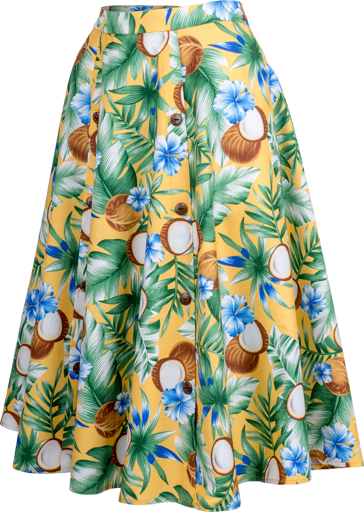 Kuestenluder_JULA_Coconut_KOKOSNUSS_Hibiskus_Skirt_SWING_ROCK_Gelb-2