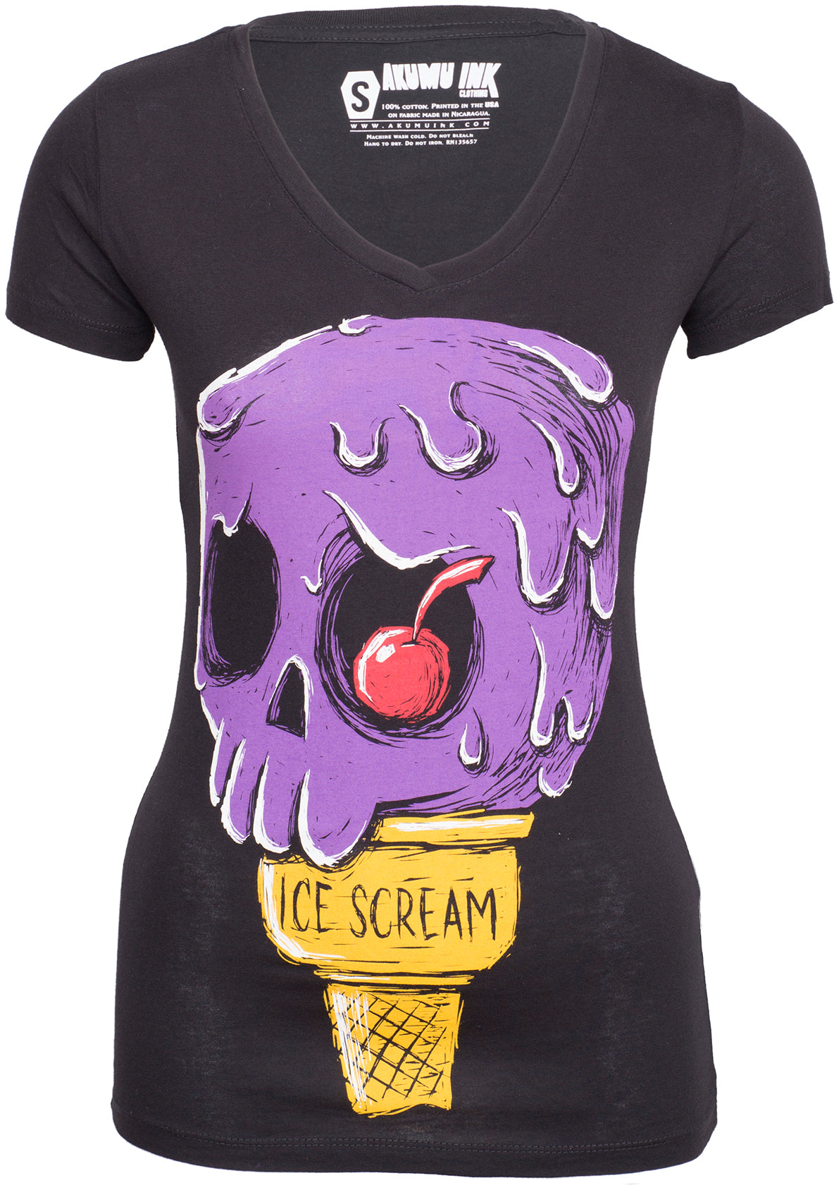 Akumu_Ink_ICE_SCREAM_Skull_Cherry_V-Neck_SHIRT