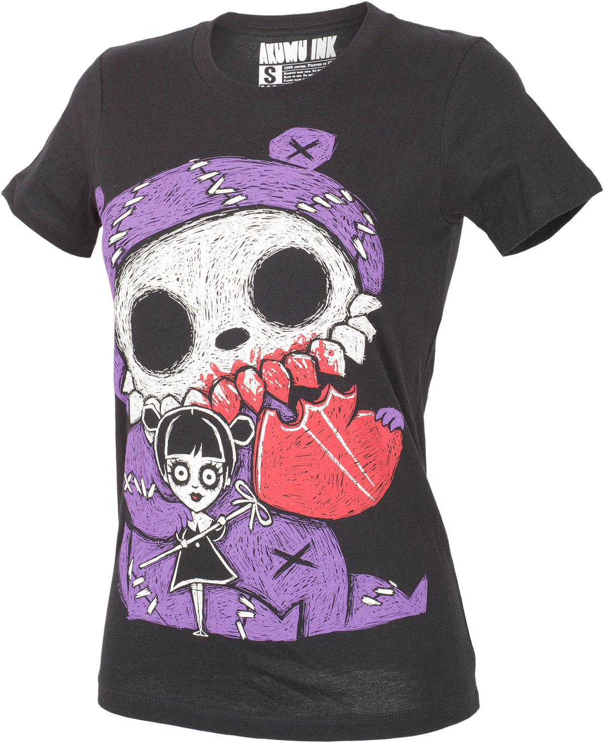 Akumu_Ink_MY_MONSTER_Teddy_Bear_Skull_Girl_Rundhals_WOMEN_SHIRT-3UoN2SuIVsyDLl