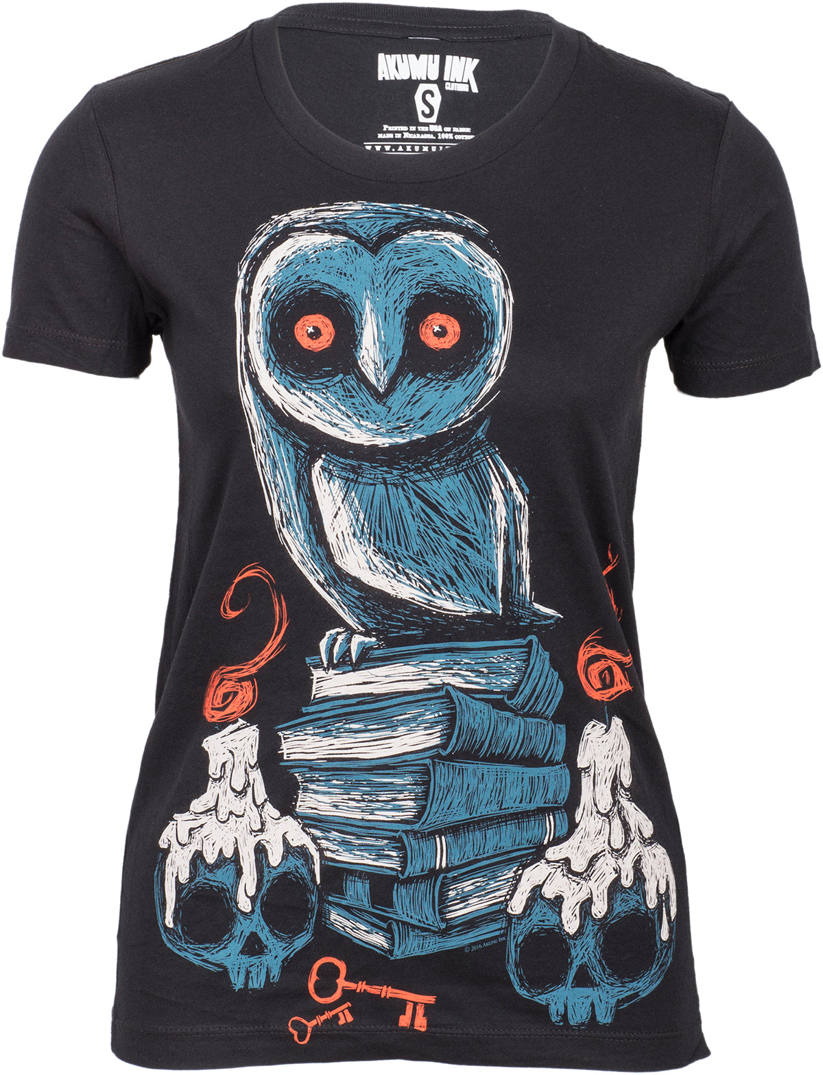 Akumu_Ink_THE_CRYPT_KEEPER_Owl_Skull_Tee_SHIRT_Oberteil
