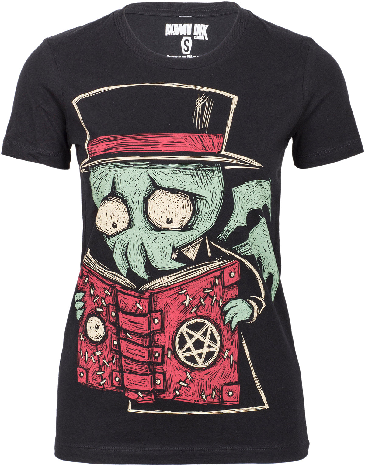 Akumu_Ink_THE_NECROMANCER_Skeleton_Creepy_Tee_SHIRT_Oberteil