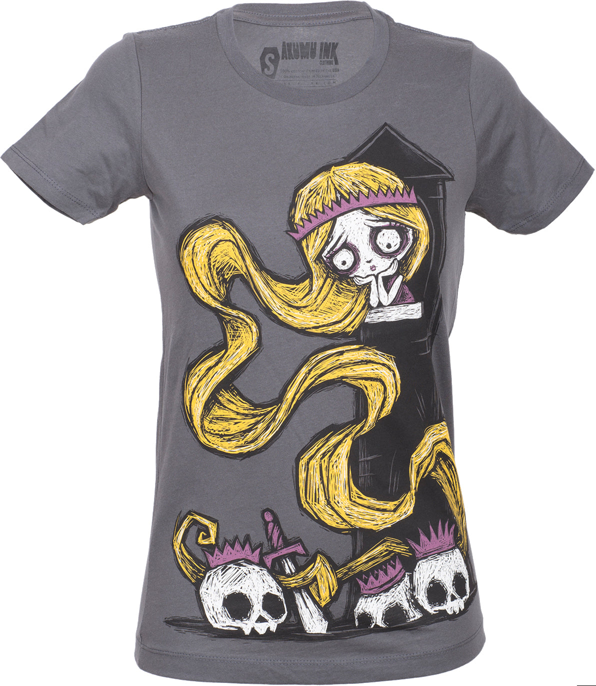 Akumu_Ink_TRULY_ALONE-Skull_Long_Hair_Creepy_Oberteil_SHIRT