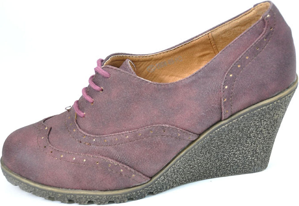 BUDAPESTER_Brogue_ANKLE_WEDGES_-_Dark_Red