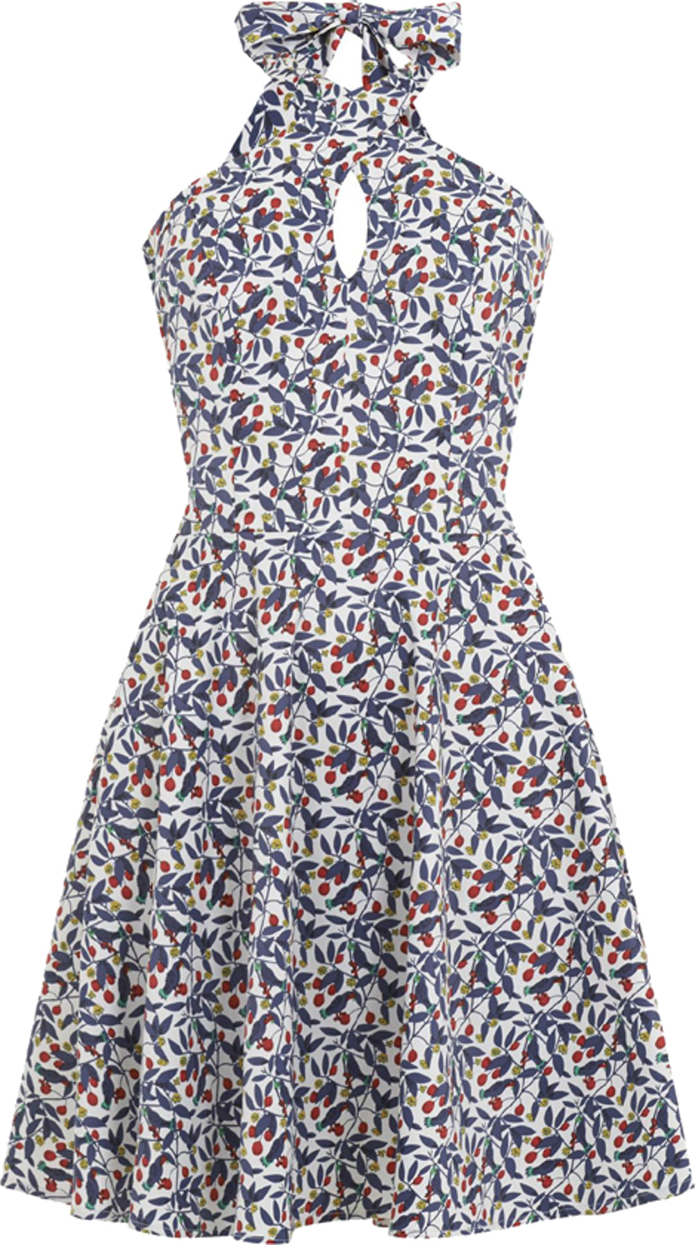 B_B_Vintage_LEAH_60s_BIRD_Print_Cross_Neck_Keyhole_Classic_KLEID