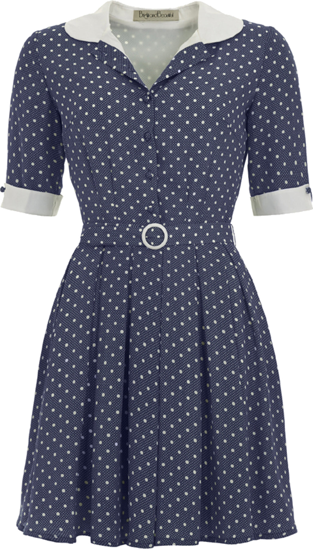 B_and_B_60s_MONA_Peter_Pan_Polka_Dots_Punkte_Pleated_60s_Classic_KLEID_-_Dunkelblau_killer_kirsche