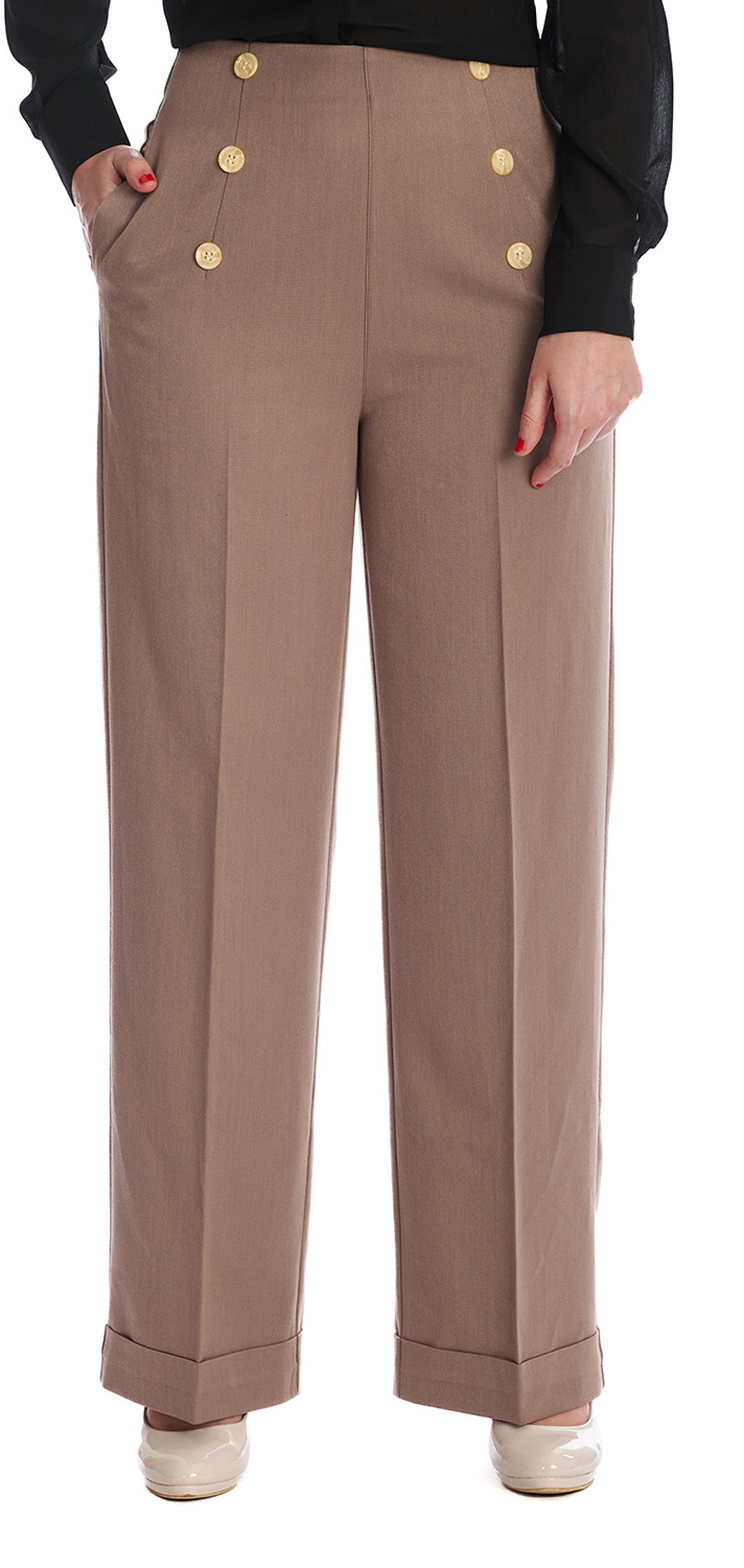 Banned_ADVENTURES_AHEAD_High_Waisted_MARLENE_Hose_Trouser_Hellbraun-1