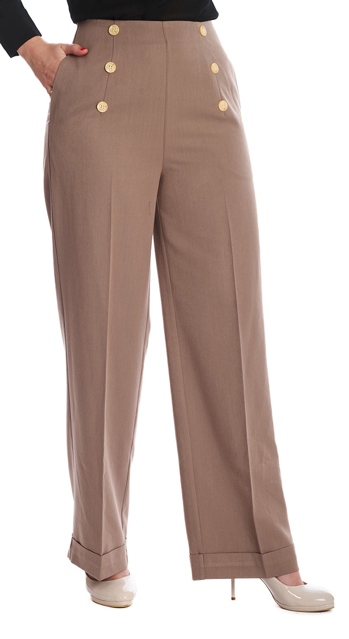 Banned_ADVENTURES_AHEAD_High_Waisted_MARLENE_Hose_Trouser_Hellbraun-2