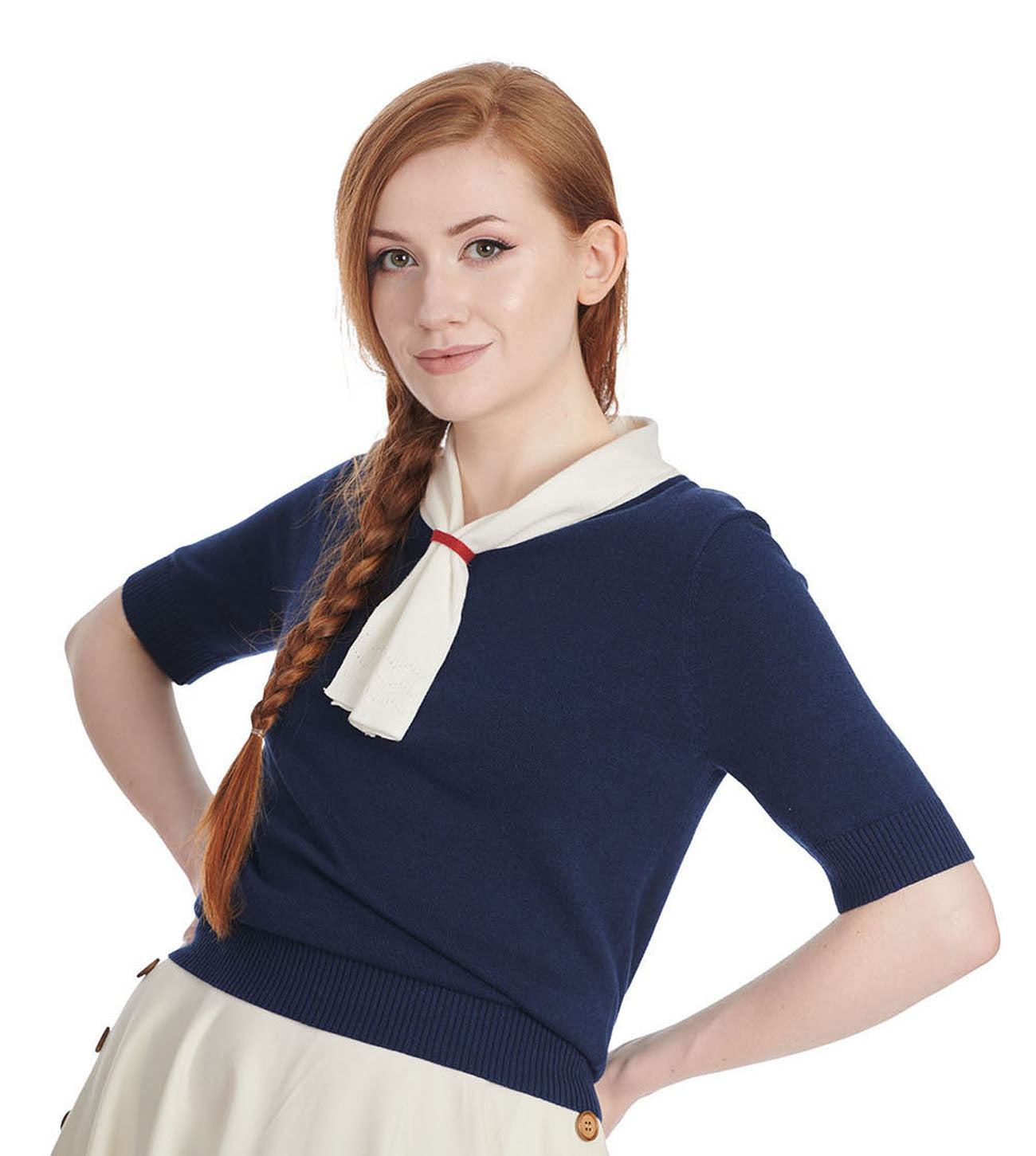 Banned_AHOY_SAIL_Kurzarm_Feinstrick_Knot_SHIRT_Sweater__Jumper_-_Marineblau-2