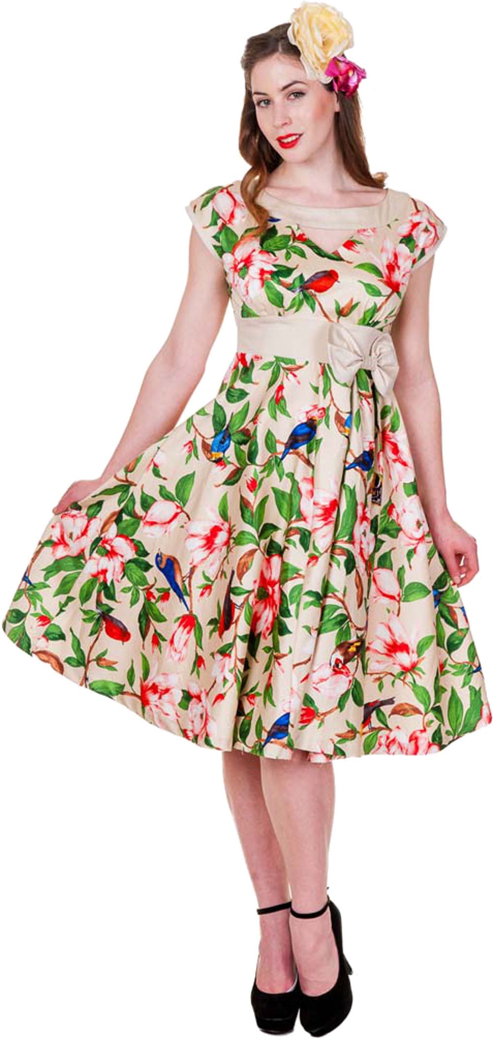Banned_ALOHA_Tikiblueten_Birds_Bow_Pin_Up_KLEIDgXg3SNmklizjN