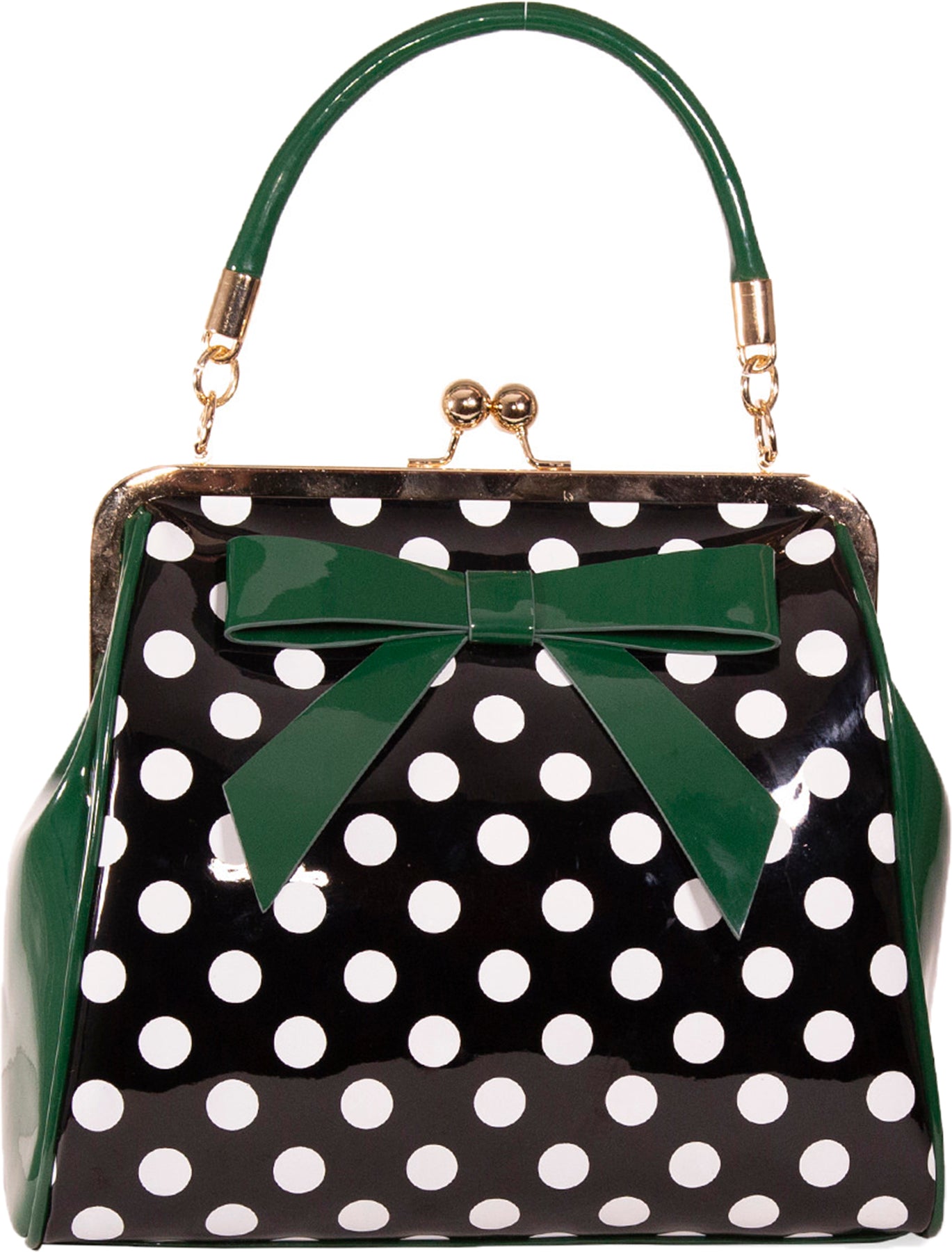 Banned_AMERICAN_POLKA_DOT_Kisslock_LACK_Bow_Schleife_HENKELTASCHE_Bag_Gruen_Killer_Kirsche-1