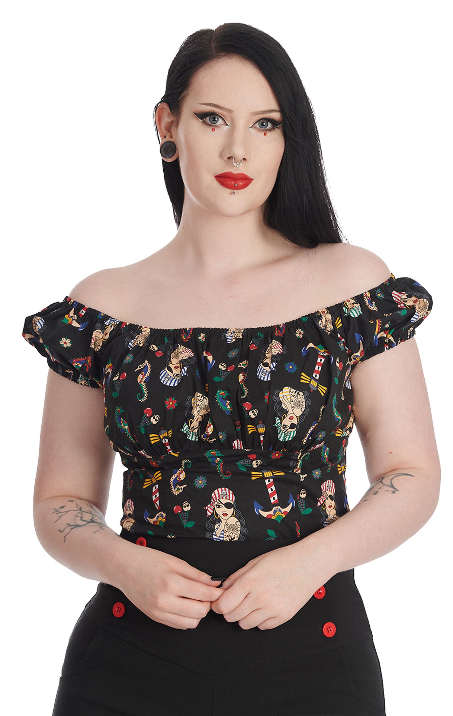 Banned_ANCHOR_PIN_UP_Retro_Sailor_Oldschool_Tattoo_Puffrmel_BLUSE_Oberteil-1t3iXaeL3vJMVa
