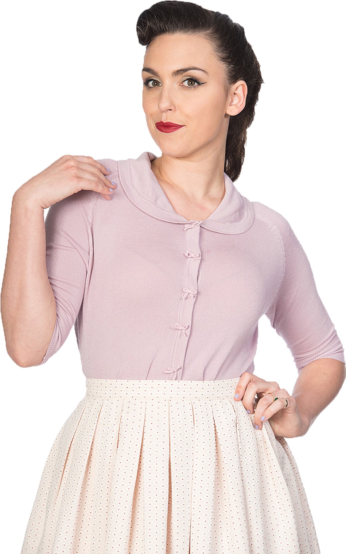 Banned_APRIL_Vintage_Schleifen_SHORTSLEEVE_Strickjacke_CARDIGAN_Lilac_killer_kirsche