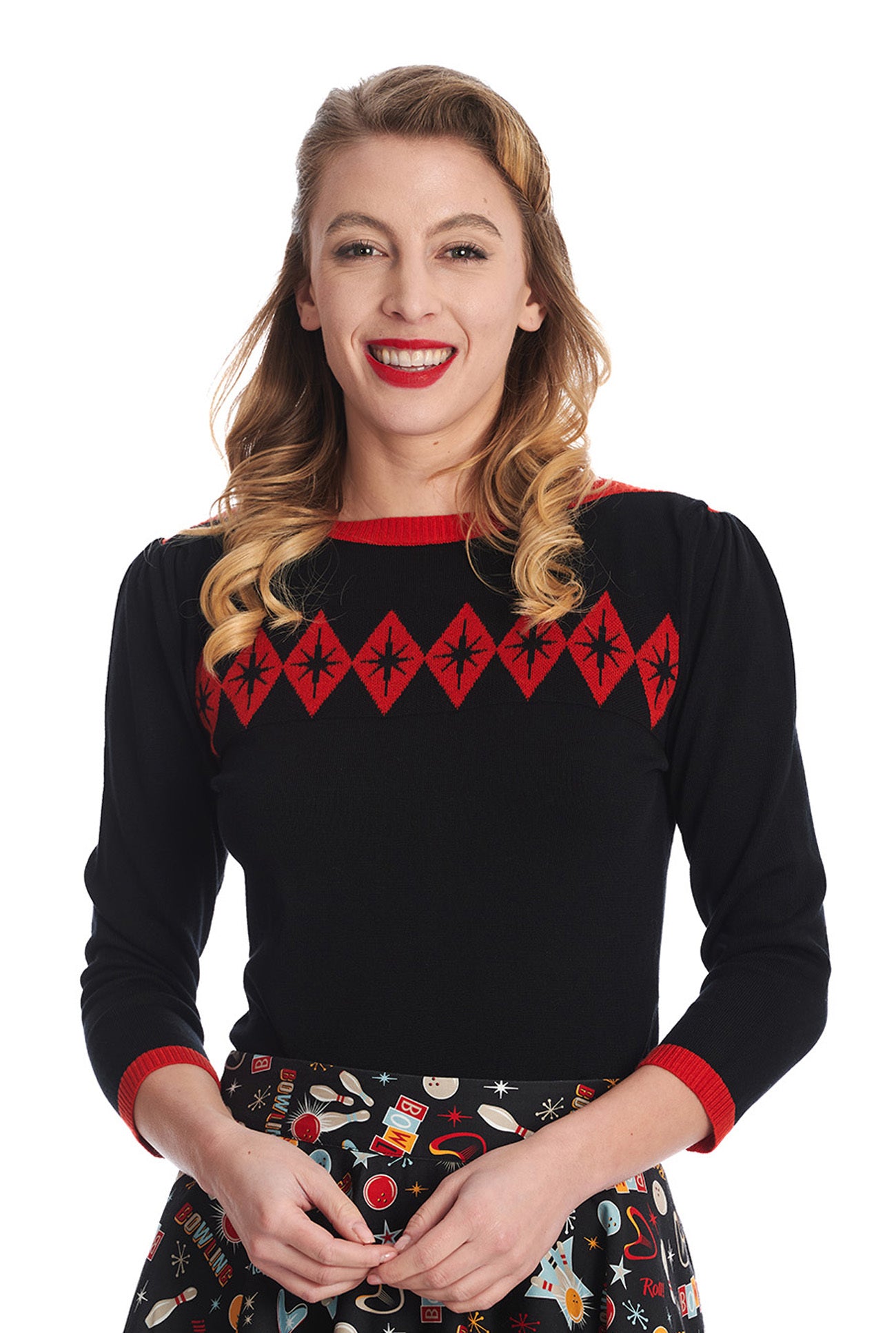Banned_ATOMIC_STAR_Retro_Diamond_40s_Vintage_Oberteil_JUMPER_Pullover__SchwarzRot-1