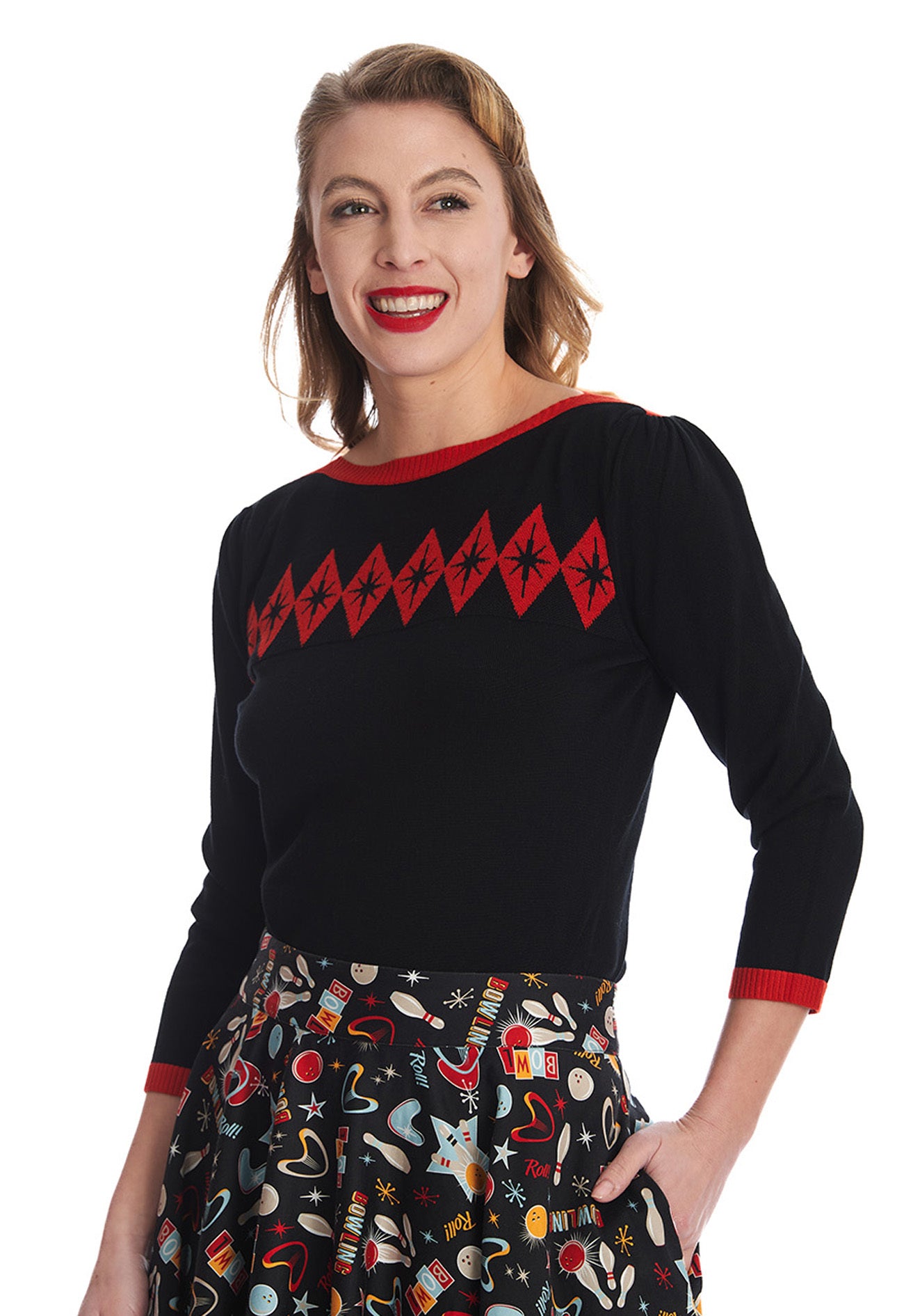 Banned_ATOMIC_STAR_Retro_Diamond_40s_Vintage_Oberteil_JUMPER_Pullover__SchwarzRot-2