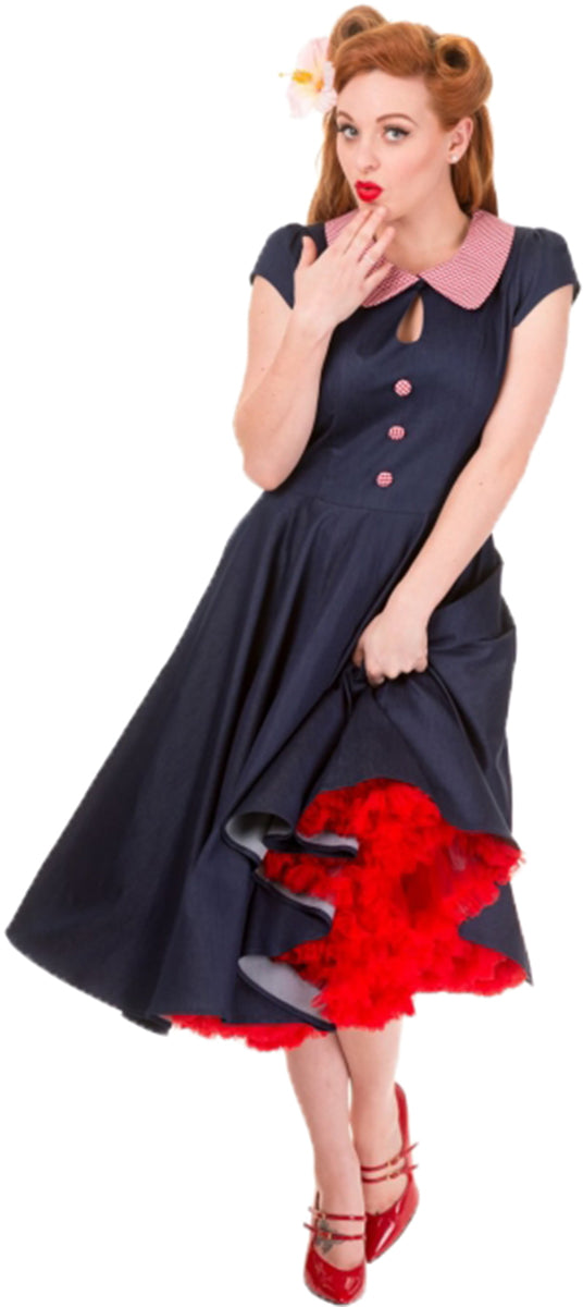 Banned_BLUEBERRY_HILL_Gingham_Chambray_Peephole_SWING_DRESS_Kleid-4