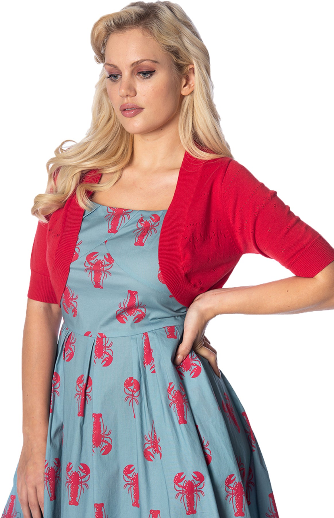 Banned_BOLERO_50s_LOCHMUSTER_Kurzarm_STRICKJACKE_Plus_Size_Rot_killer_kirschepNdayGYwcaYfd