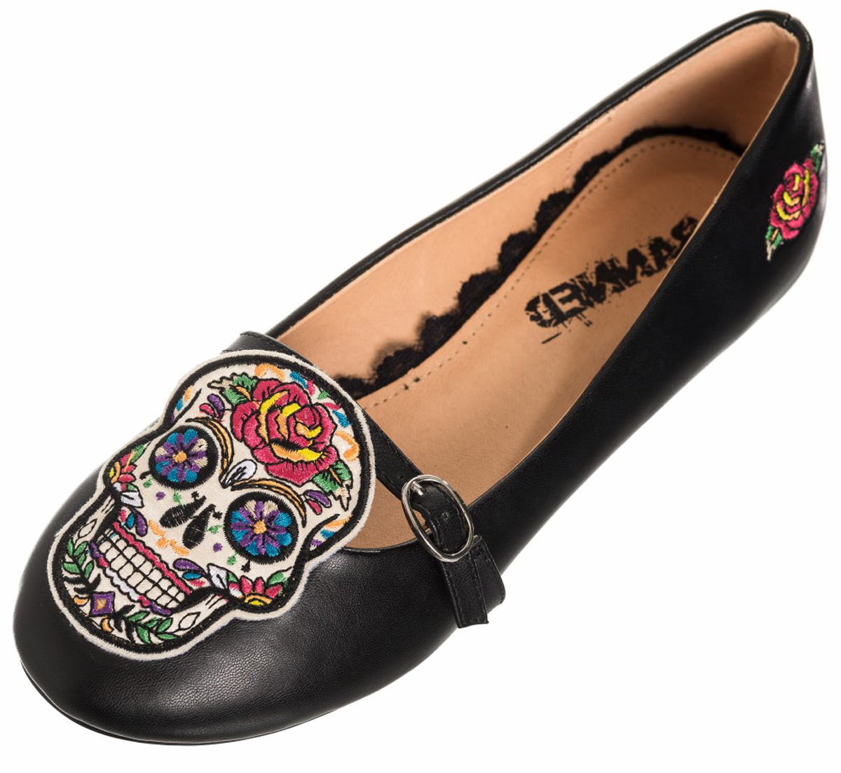 Banned_BREAKING_Sugar_Skull_Oldschool_Flower_Riemchen_BALLERINAS