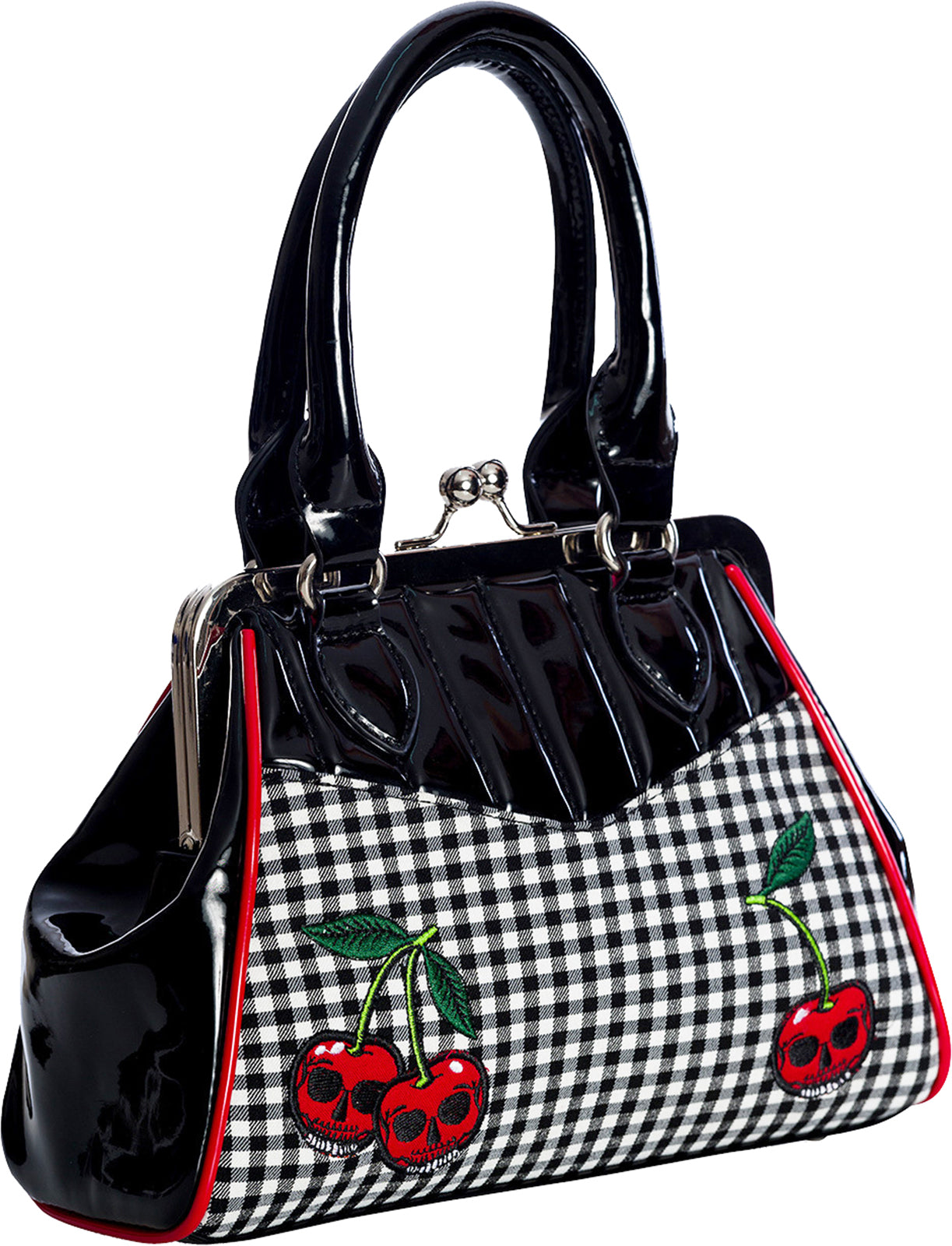 Banned_CHERRY_Kisslock_LACK_Bow_Schleife_Karo_Kirschen_HENKELTASCHE_Bag_killer_kirsche_4