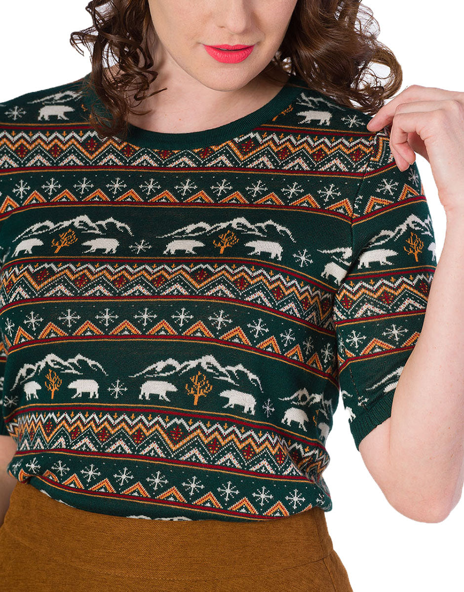 Banned_CHRISTMAS_BEAR_Vintage_FAIR_ISLE_Halbarm_Oberteil_JUMPER_Pullover-3