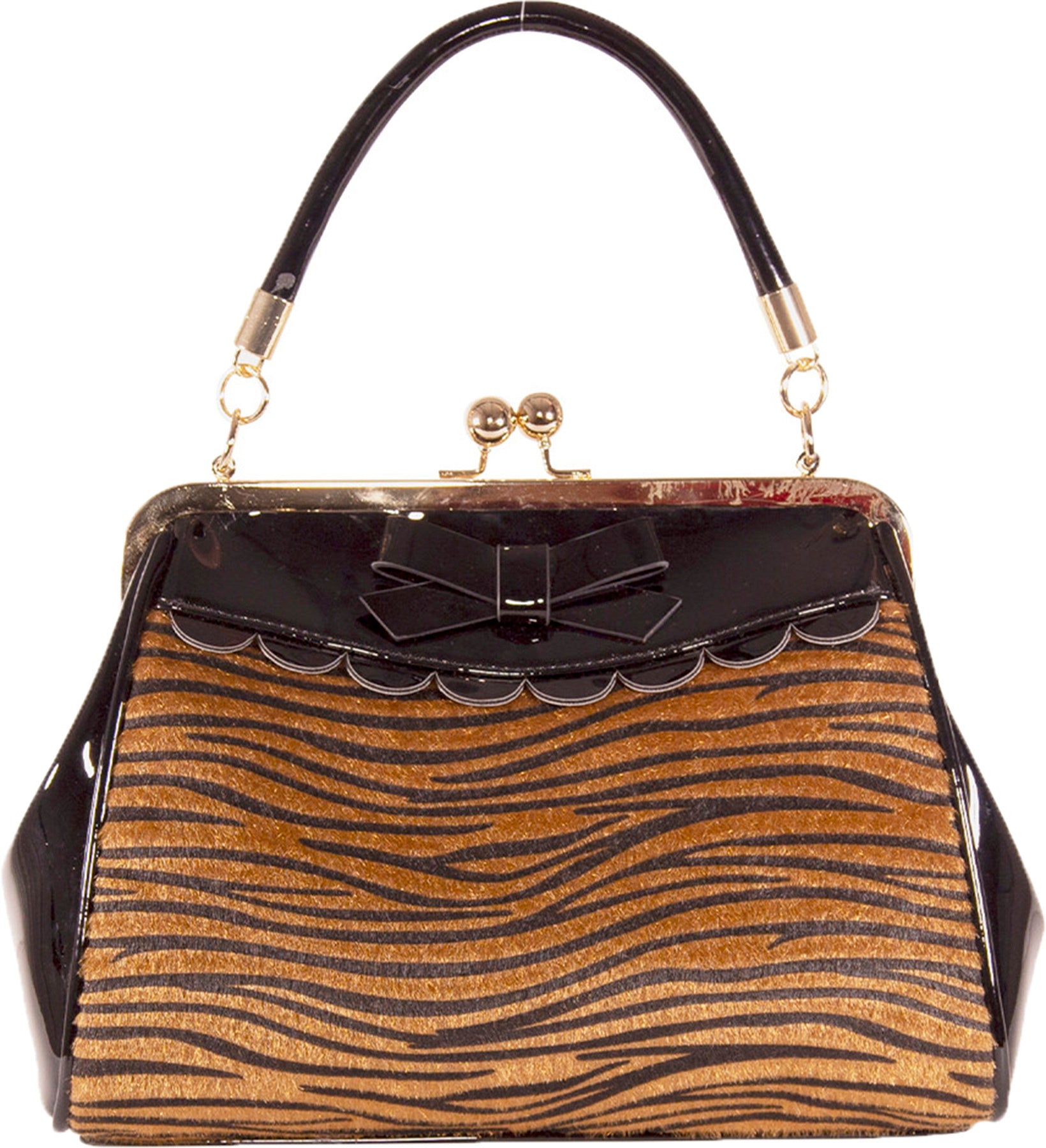Banned_CRAZY_LITTLE_TIGER_Kisslock_FAKE_FUR_Lack_Schleife_TASCHE_Handbag_killer_kirsche