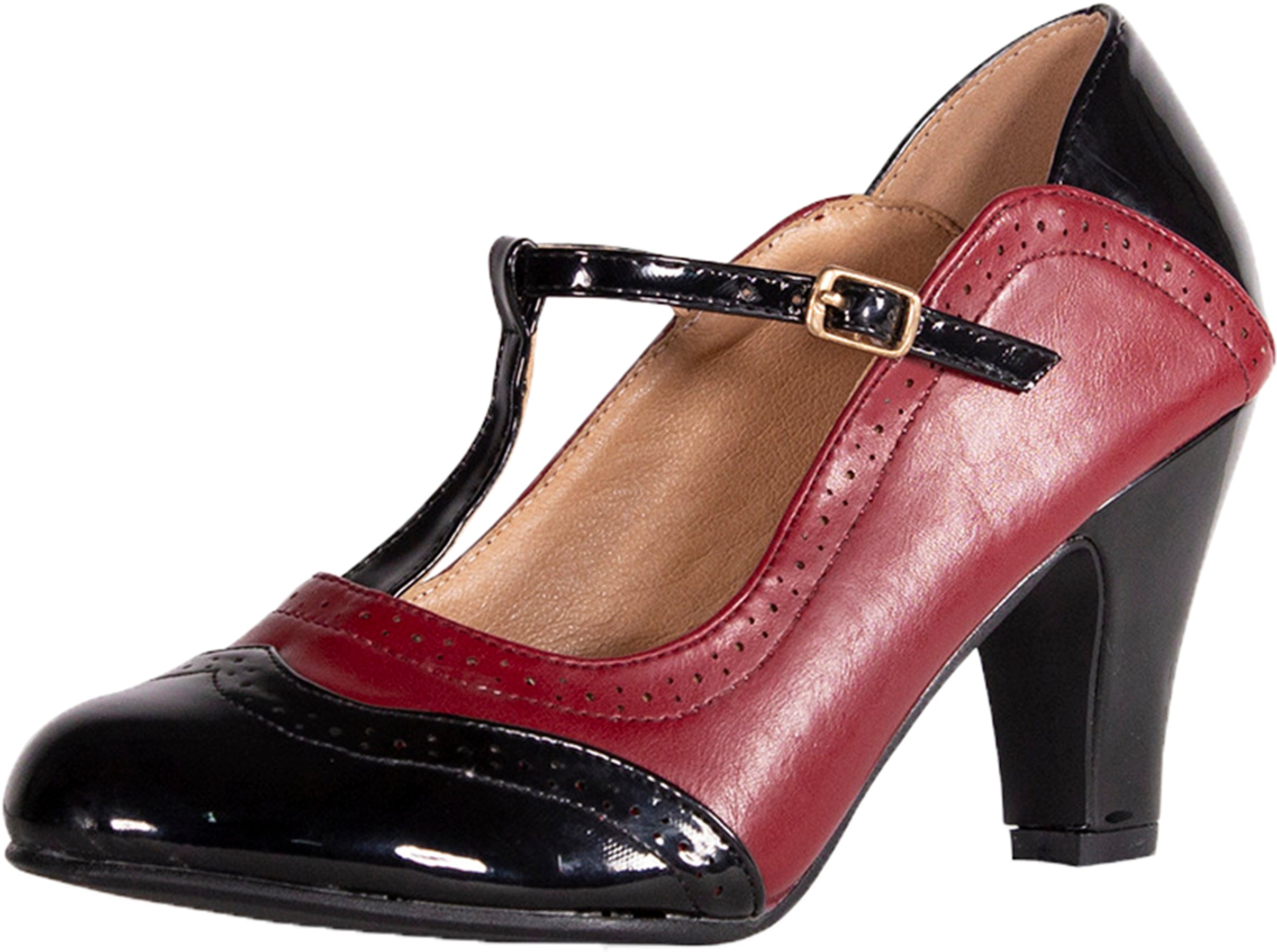 Banned_DIVA_BLUES_40s_BROGUE_T-Strap_Pumps_50s_HIGH_HEELS_Rot-Schwarz_Killer_Kirsche-1