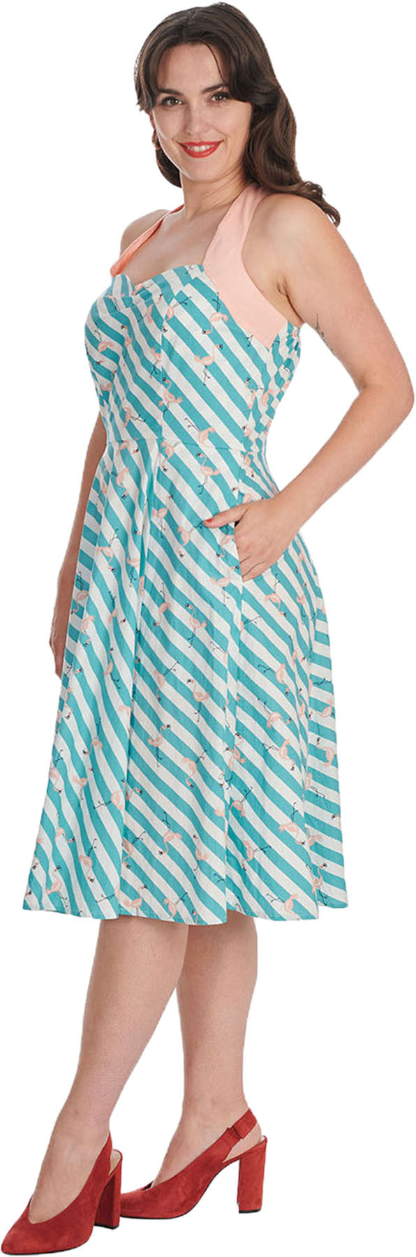 Banned_FLAMINGO_STRIPE_Retro_STREIFEN_50s_Sweetheart_Traeger_SWING_DRESS_Kleid_Killer_Kirsche-2vNwfNXfszzQVo