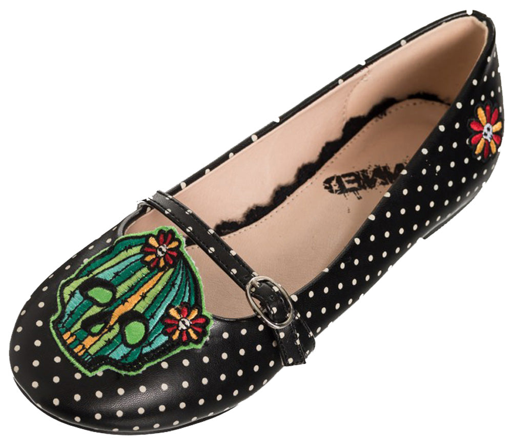 Banned_FLYING_HIGH_CACTUS_Skull_Oldschool_Polka_Dots_Riemchen_BALLERINAS