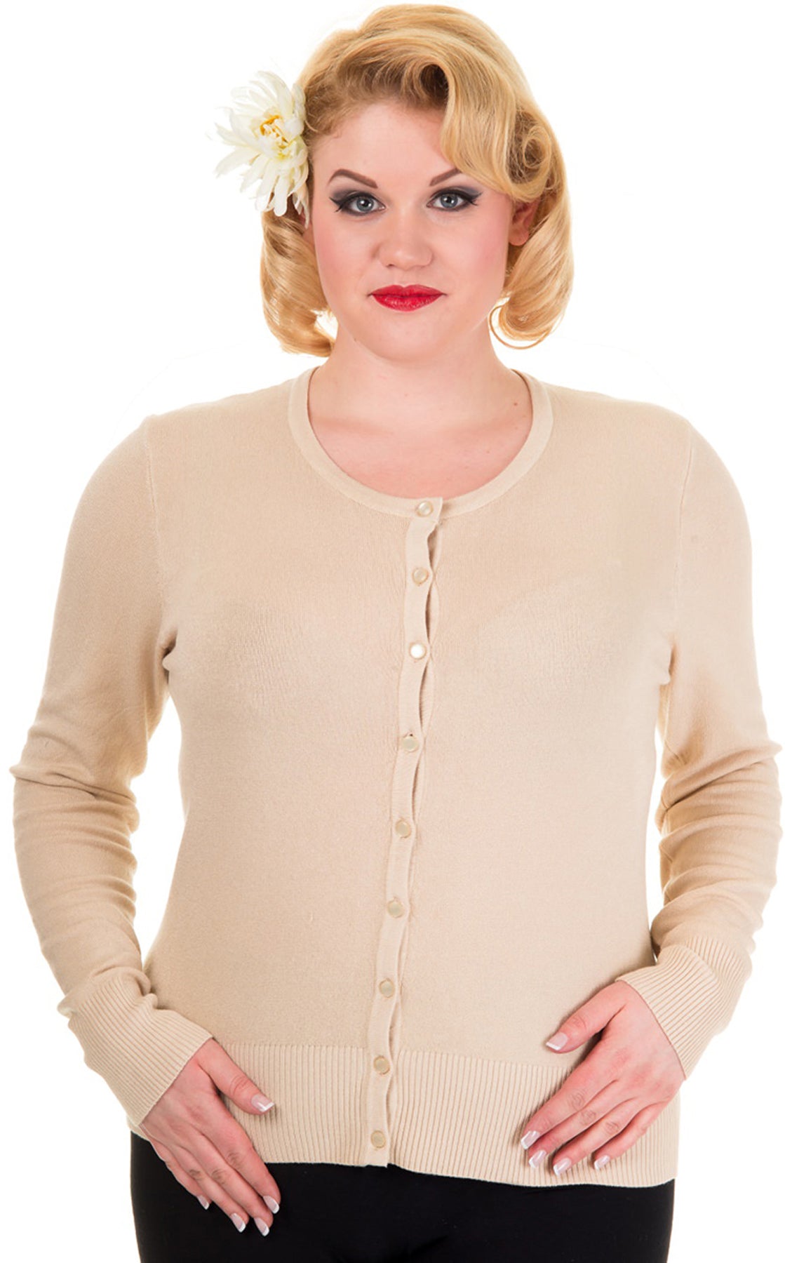 Banned_GETAWAY_Vintage_Plain_50s_BASIC_Cardigan_STRICKJACKE_Beige_killer_kirscheVw3zJOM9oJRTF