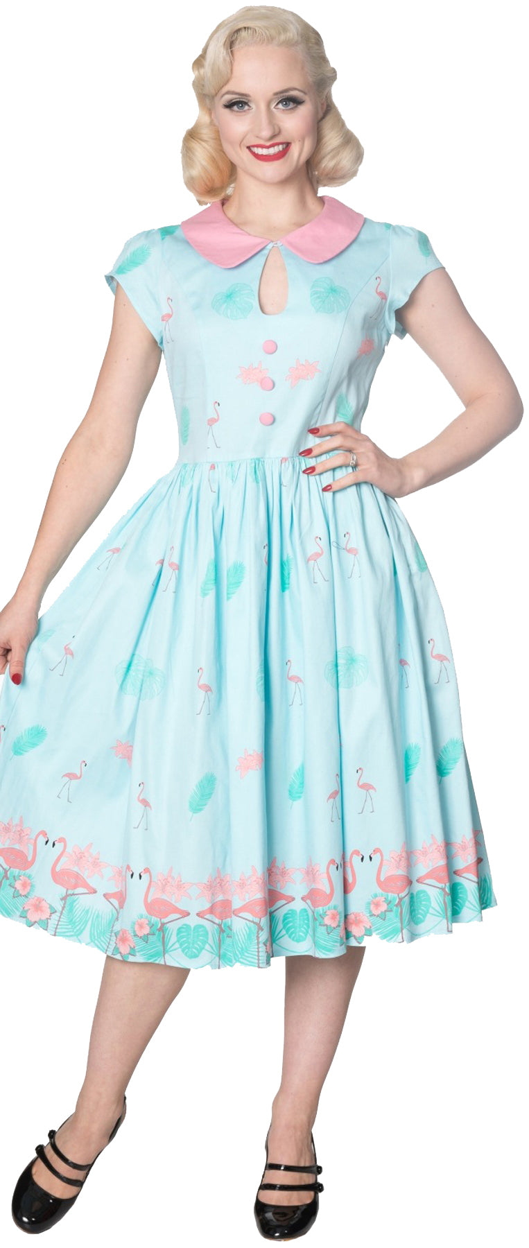 Banned_GOING_MY_WAY_Vintage_FLAMINGO_50s_SWING_DRESS_Kleid_killer_kirsche_1