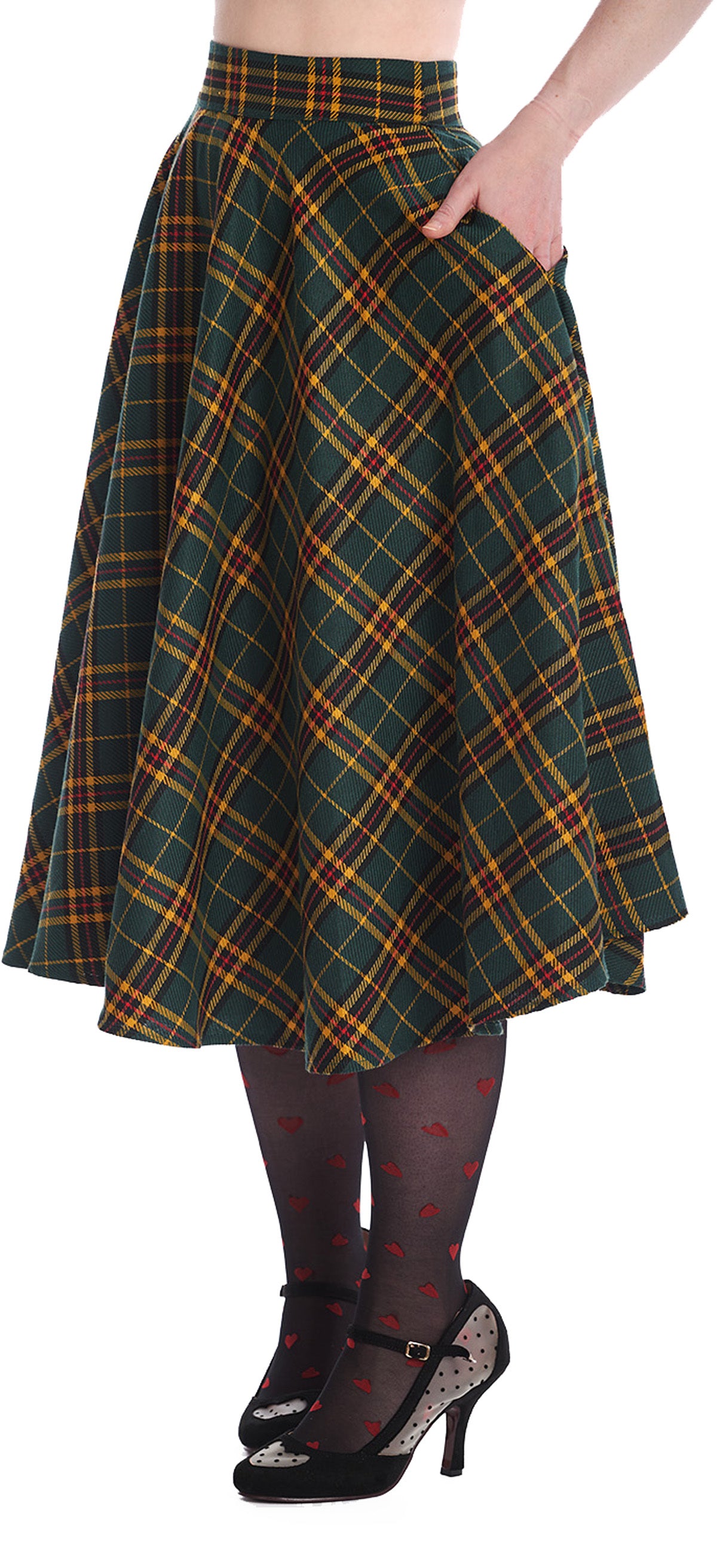 Banned_HIGHLAND_GREEN_Vintage_Check_Tartan_Karo_50s_SWING_SKIRT_Tellerrock-6