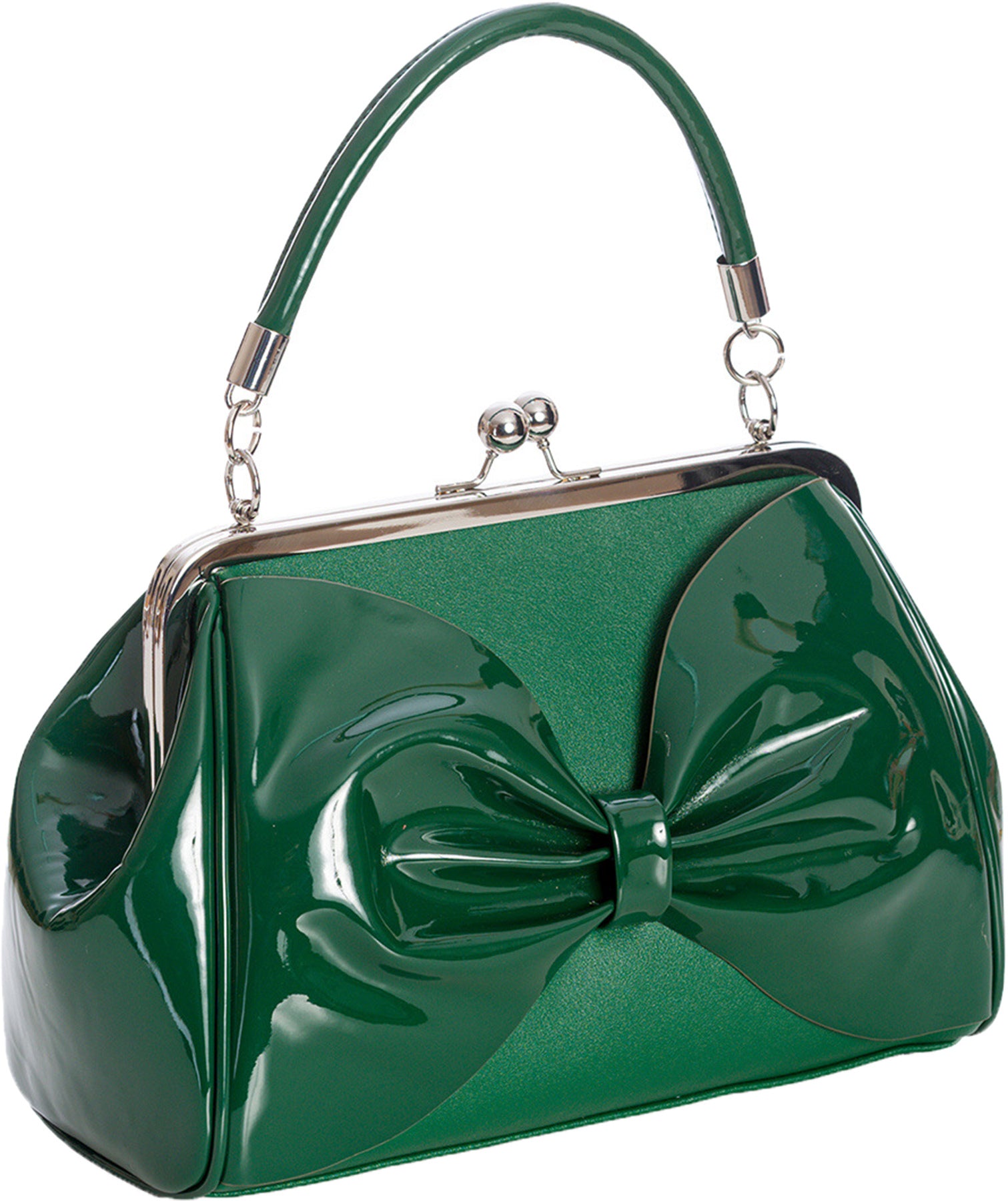 Banned_HOLLYWOOD_GLAM_Kisslock_LACK_Bow_Schleife_HENKELTASCHE_Handbag_Gruen_Killer_Kirsche-3