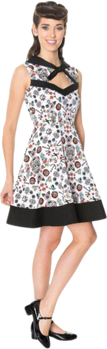 Banned_HOT_AS_HELL_Oldschool_Tattoo_ANKER_Skull_MINI_Swing_Dress_KLEID-2