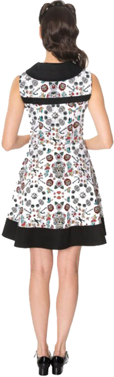 Banned_HOT_AS_HELL_Oldschool_Tattoo_ANKER_Skull_MINI_Swing_Dress_KLEID-3