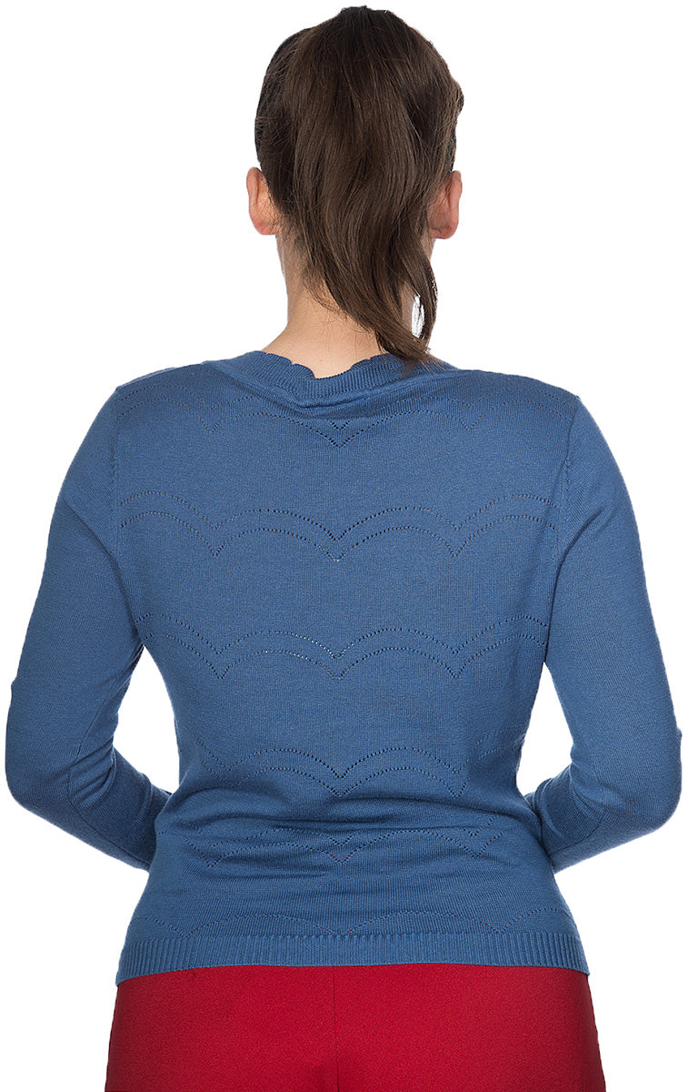 Banned_JUNE_Vintage_POINTELLE_Lochmuster_V-NECK_Strickjacke_CARDIGAN_Blau-3