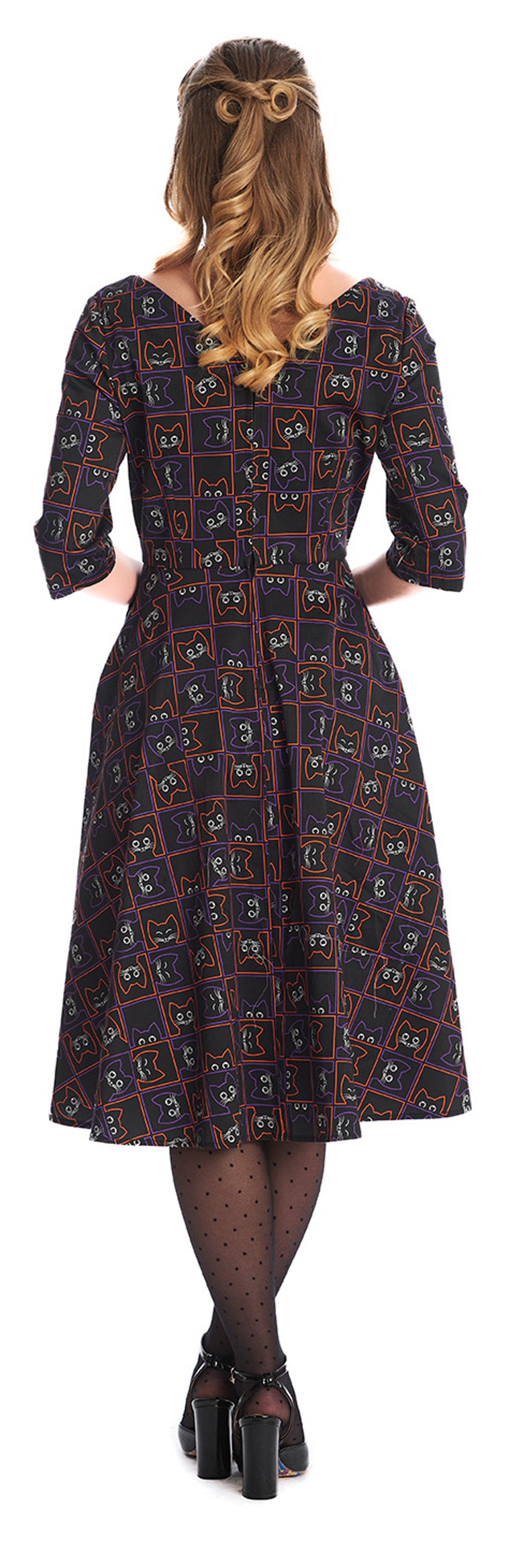 Banned_KITTY_CAT_FACE_Vintage_34_Arm_Retro_SWING_DRESS_Kleid-4