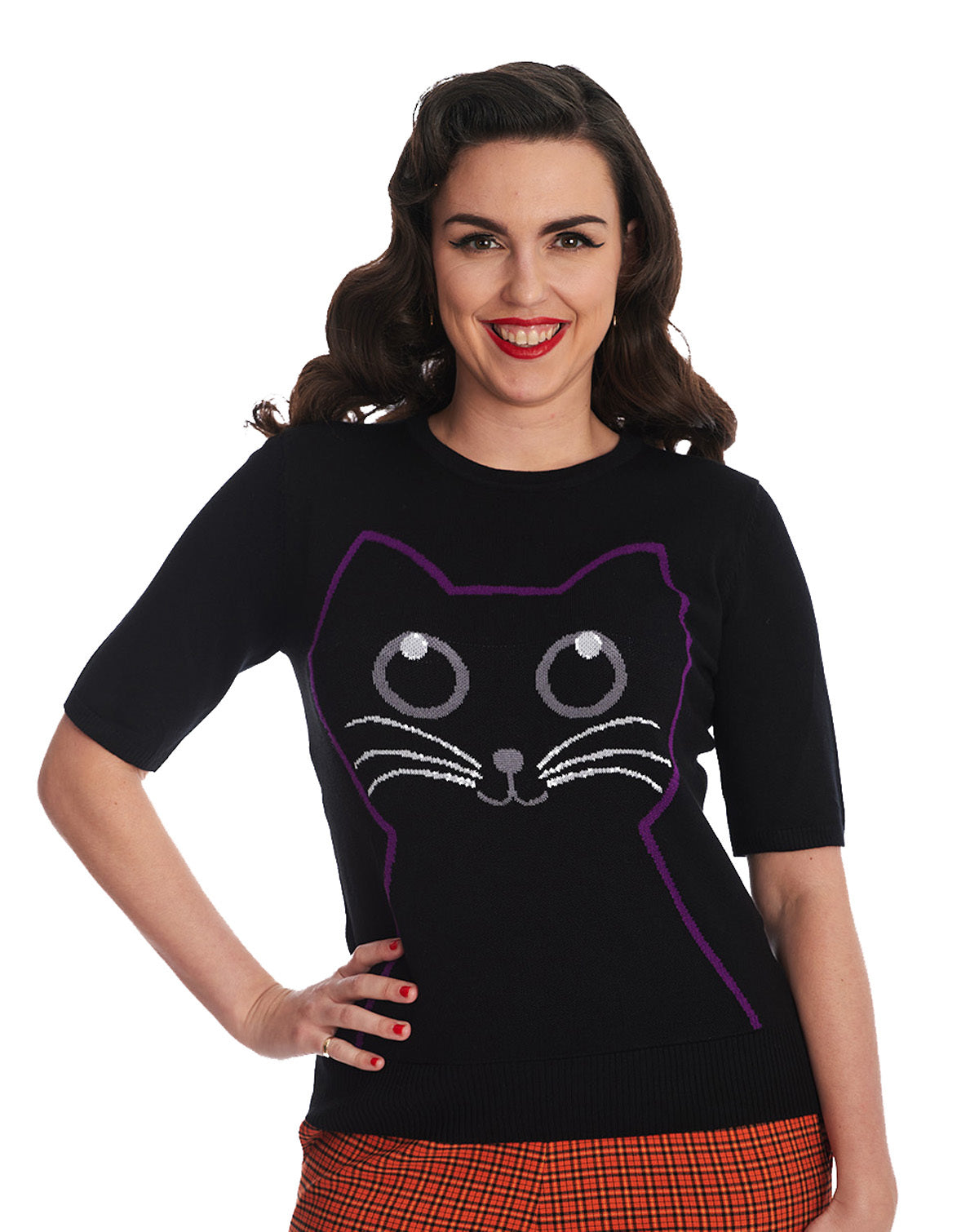 Banned_KITTY_CAT_Retro_Katzen_Vintage_Oberteil_JUMPER_Pullover_Schwarz-1