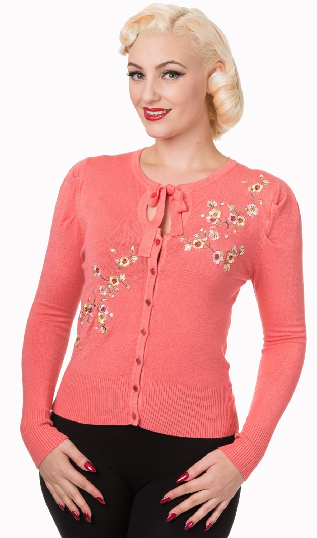 Banned_LAST_DANCE_Cherry_Blossom_Vintage_Floral_50s_Langarm_CARDIGAN_Strickjacke_Koralle-1