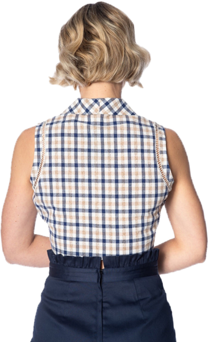 Banned_LETS_VACAY_Vintage_PEPITA_Karo_Tie_HEMDBLUSE_Oberteil-3