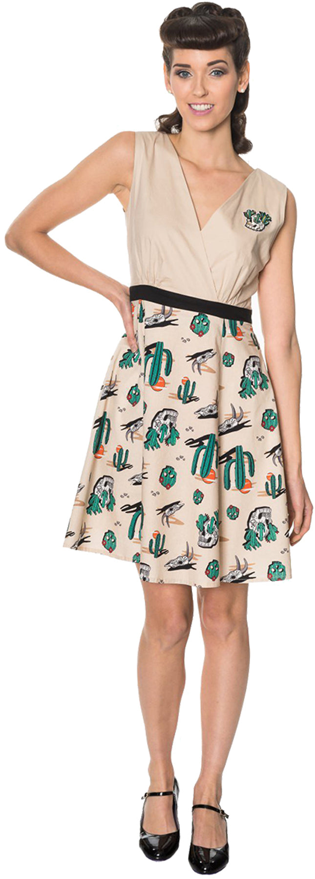 Banned_LOST_AND_FOUND_Kaktus_CACTUS_SKULL_Swing_Dress_KLEID_killer_kirsche