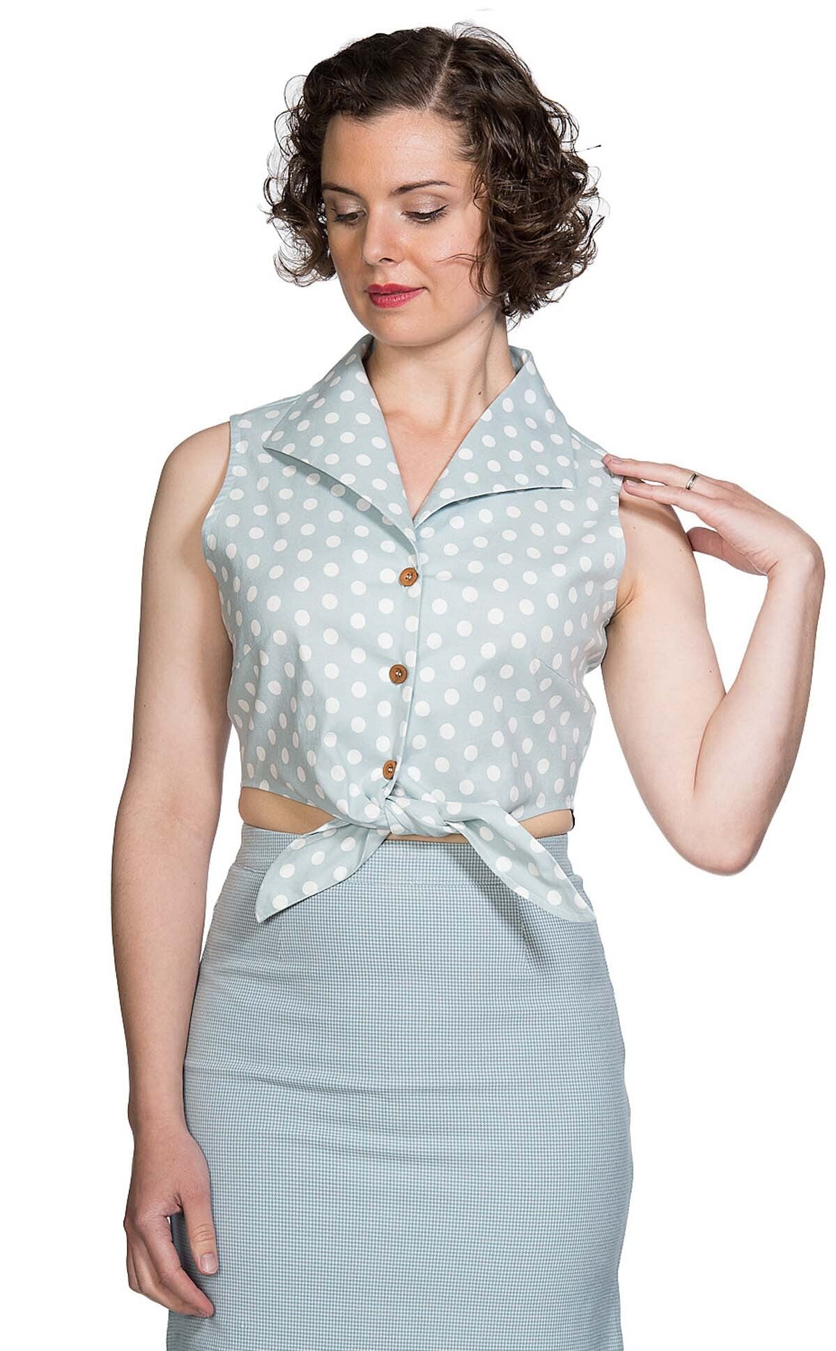 Banned_MINT_POLKA_Punkte_Polka_Dot_Buttoned_Vintage_V-Neck_TIE_UP_Shirt_Knotenbluse_-1xqnhuAmTQKcOp