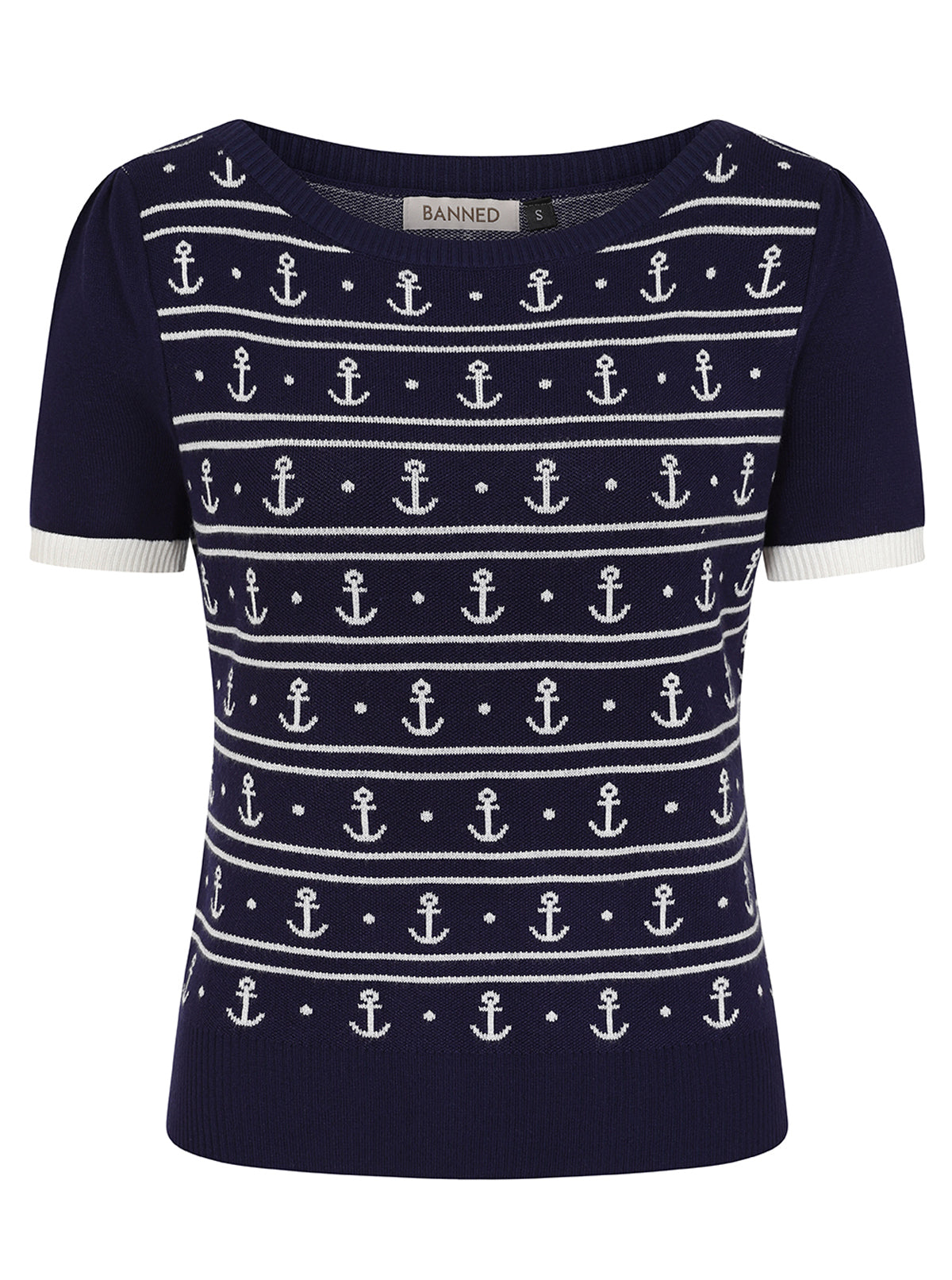 Banned_NELLIE_ANCHORS__Retro_Anker_Nautical_Vintage_Oberteil_JUMPER_Pullover_-_Navy-1