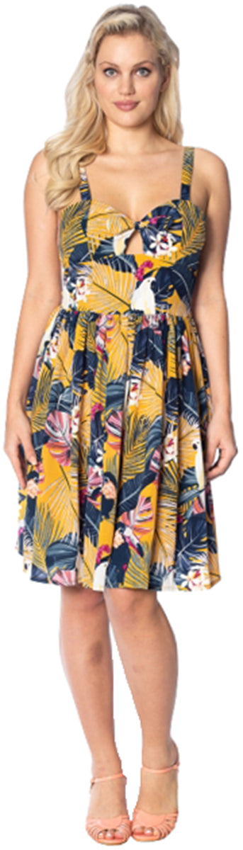 Banned_PARADISE_Tropical_PARROT_Toucan_Palm_Leaf_SWING_Dress_KLEID-2S3eoFIu4isBCx
