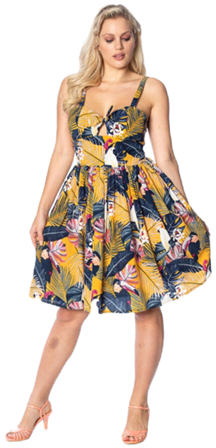 Banned_PARADISE_Tropical_PARROT_Toucan_Palm_Leaf_SWING_Dress_KLEID_killer_kirscheQYm51Cy1yfMMm