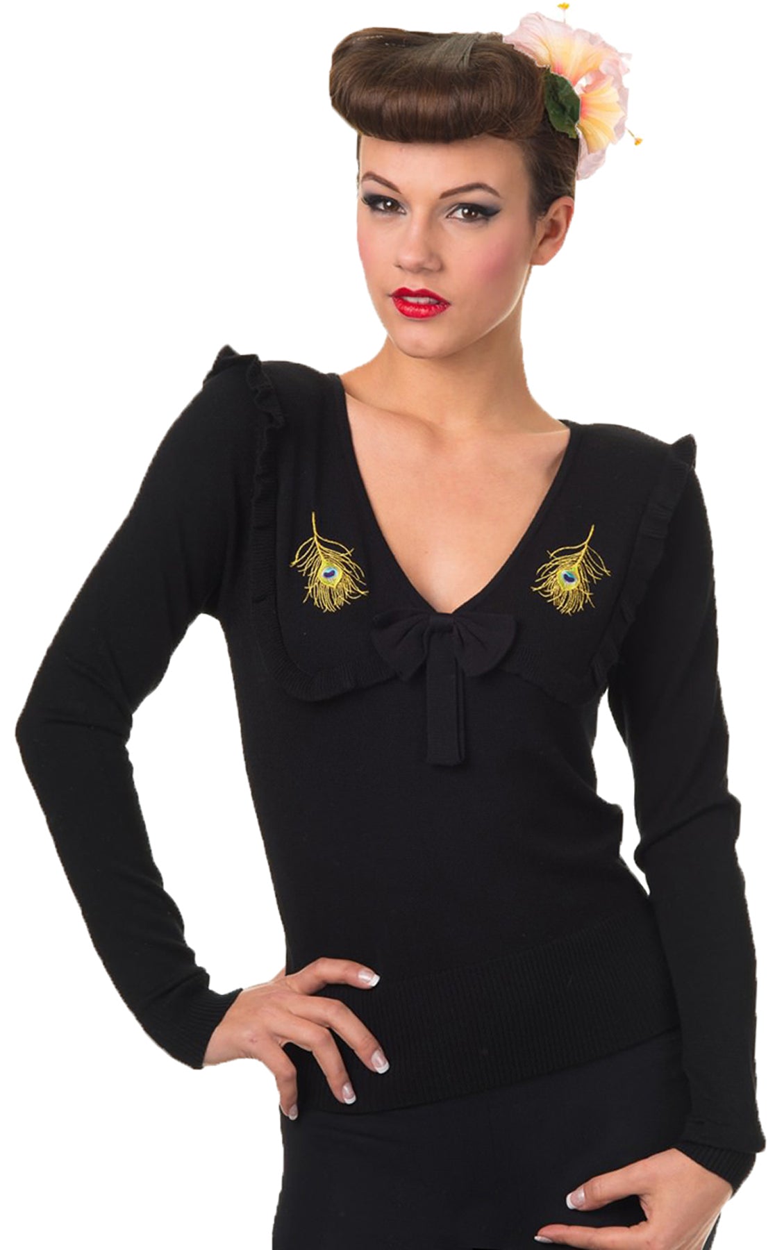Banned_PEACOCK_Vintage_PFAUENFEDER_Langarm_BOW_Oberteil_JUMPER_Pullover_killer_kirscheeqQvkTLAkH6di