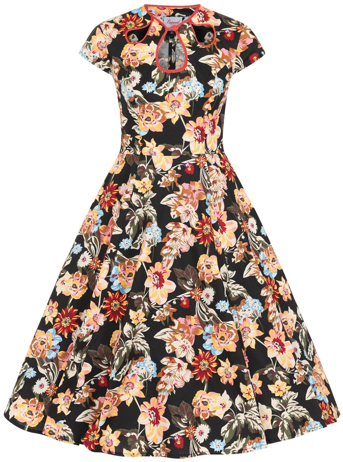Banned_PINO_COLADA_Vintage_BLUMEN_Floral_Peephole_50s_SWING_DRESS_Kleid_killer_kirsche