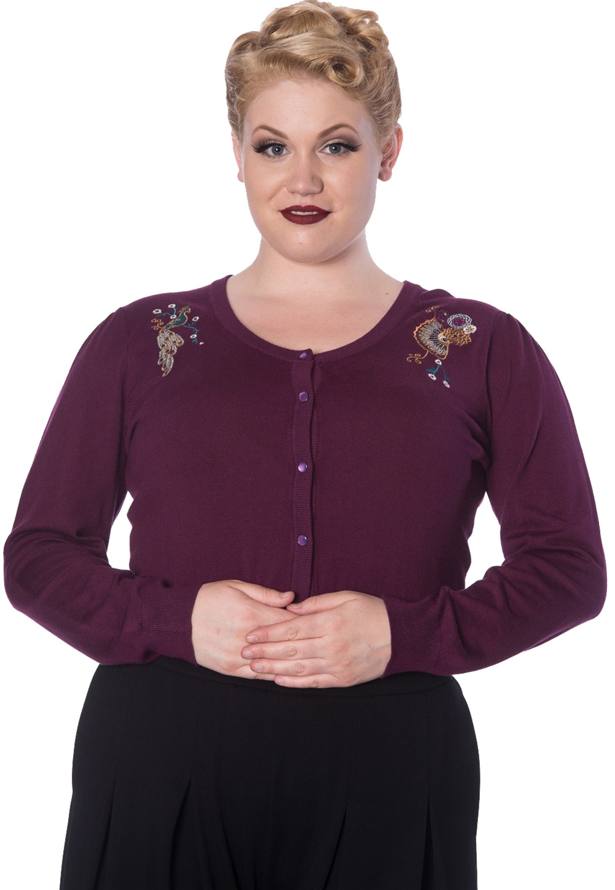 Banned_PROUD_PEACOCK_Pfau_Vintage_CARDIGAN_Strickjacke_-_Plus_Size_killer_kirsche_1