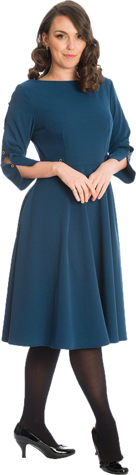 Banned_QUEEN_CHARM_Vintage_PLAIN_Cut-Outs_Boatneck_SWING_DRESS_Kleid_Blau_Killer_Kirsche-1